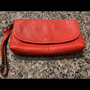 Coach Clutch, EUC, Tangerine Red